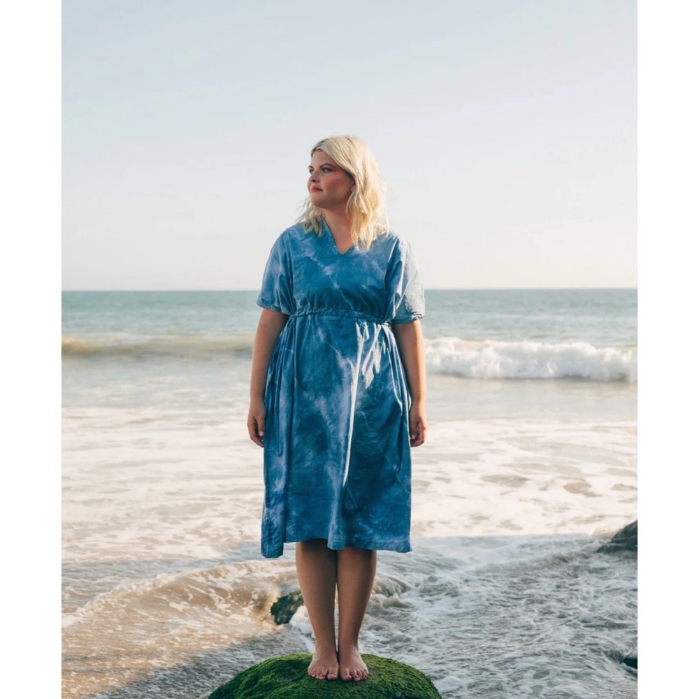 Soft Haus Maeve Belted Dress size large cotton indigo